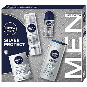 NIVEA SET Silver Protect Collection pianka do golenia 200ml + balsam po goleniu 100ml + antyperspirant roll-on 50ml + żel pod prysznic 250ml