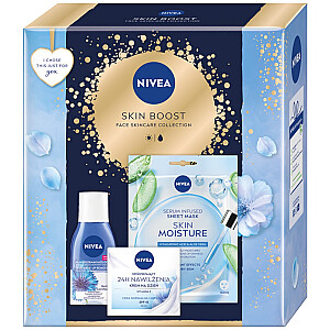 NIVEA SET Skin Boost Skin Moisture maska nawilżająca w płachcie + krem na dzień 50ml + płyn do demakijażu 125ml