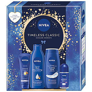 NIVEA SET Timeless Classic krem do rąk 100ml + żel pod prysznic 250ml + antyperspirant roll-on 50ml + mleczko do ciała 250ml