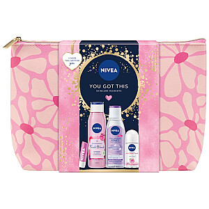 NIVEA SET You got This Rose antyperspirant roll-on 50ml + żel pod prysznic 250ml + pomadka do ust 4,8g + oczyszczająca pianka do twarzy 150ml