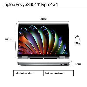 HP ENVY x360 14 — Ryzen 5 8640HS | 14"-WUXGA-Touch | 16 GB | 512 GB | Win11Home | Sidabrinis