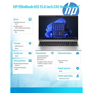 Notebook EliteBook 655 G10 R7-7730U 512GB/16GB/W11P/15.6 85D52EA 