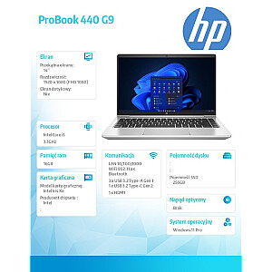 Notebook ProBook 440 G9  i5-1235U 256GB/16GB/W11P/14.0   9M3Y9AT