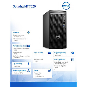 Komputer Optiplex MT/Core i5-14500/16GB/512GB SSD/Integrated/DVD RW/No Wifi/Kb/Mouse/W11Pro