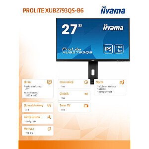 iiyama Prolie XUB2793QS-B6 - 27'' | IPS | QHD | 1ms | 100Hz