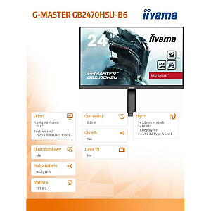 iiyama G-Master GB2470HSU-B6 Red Eagle - 24 colių | IPS | 180 Hz