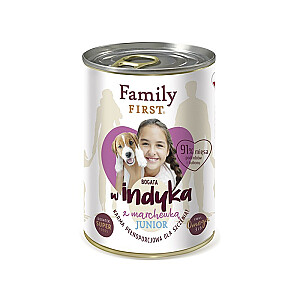 FAMILY FIRST Junior Kalakutiena su morkomis - Šlapias šunų maistas - 400 g