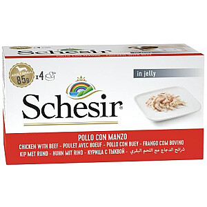 SCHESIR Chicken with beef in jelly - wet dog food - 4 x 85g