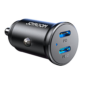 Joyroom JR-CCN06 30W 2x USB-C Mini automobilinis įkroviklis metalinis - juodas