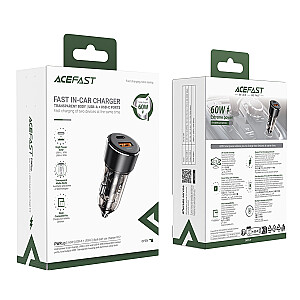 Acefast B12 60W USB-A automobilinis įkroviklis | USB-C – juoda