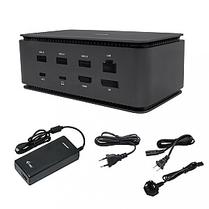 I-TEC USB4 DUAL DOCK + Įkroviklis / PD 80W + UNIVERSALUS Įkroviklis 112W