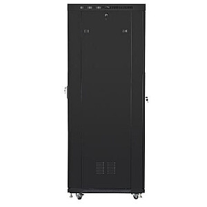 Szafa rack stojąca 19 cali 27U 800x1200 czarna drzwi perforowane LCD FLAT PACK 