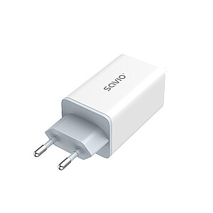 Ładowarka sieciowa 65W GaN LA-07 z kablem USB-A-USB typ C 1m, biała