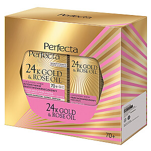 PERFECTA SET 24K Gold & Rose Oil krem na noc 70+ 50ml + krem przeciwzmarszczkowy pod oczy i na powieki 15ml