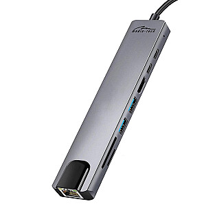 MEDIA-TECH USB HUB 8 В 1 GIGA LAN HUB MT5046