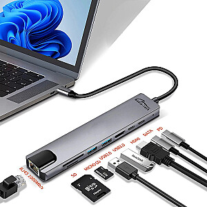 MEDIA-TECH USB HUB 8 В 1 GIGA LAN HUB MT5046