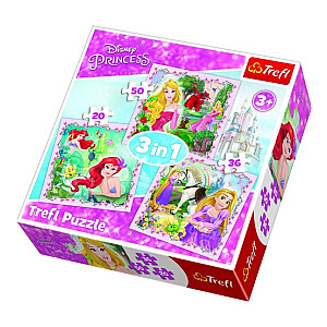 Dėlionė TREFL Disney Princess 3 viename (20,36,50 vnt.) 3+ T34842