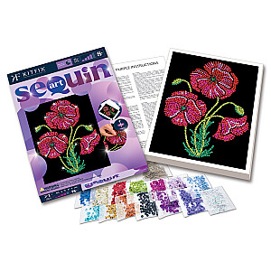 KITFIX DIY „Sequin Art“ violetinis rinkinys „Aguonos“