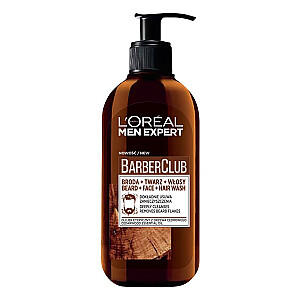 L'OREAL Men Expert Barber Club Beard Face Hair Wash 3in1 valomasis gelis barzdai, veidui ir plaukams plauti su kedro aliejumi 250ml