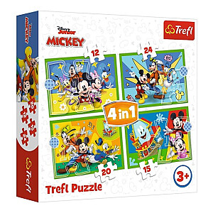 Dėlionė TREFL Pramogos Namas su Disney Peliuku Mikiu 4 viename (12,15,20,24 vnt.) 4+ T34616