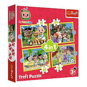 TREFL Puzzle Cocomelon Susipažinkite su veikėjais 4 viename (12,15,20,24 vnt.) 4+ T34647