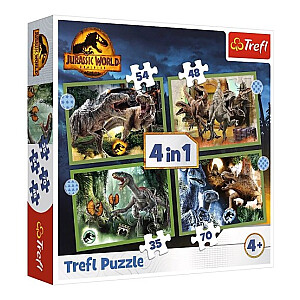 Dėlionė TREFL Jurassic World (35,48,54,70 GB) 4 in 1 4+ T34607