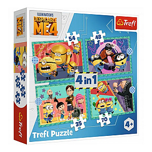 Dėlionė TREFL Crazy Minions (35,48,54,70 GB) 4 in 1 4+ T34648