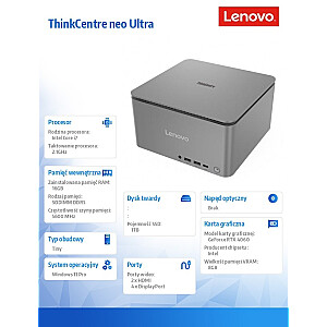 Компьютер ThinkCentre Neo Ultra 12W1001WPB W11Pro i7-14700/16 ГБ/1 ТБ/RTX 4060 8 ГБ/Luna Grey/vPro/ОС 3YRS 