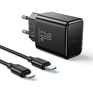 Joyroom įkroviklis Joyroom JR-TCF06 USB-C sieninis įkroviklis PD 20W + USB-C su žaibo kabeliu juodas