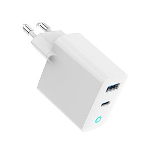 Ładowarka USB-A/C GaN LED 30W PD QC3.0 biała 