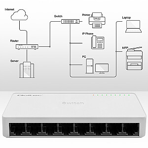 SWITCH przełącznik sieciowy 8 x port RJ45 | 100Mbps | Fast       Ethernet | LAN 