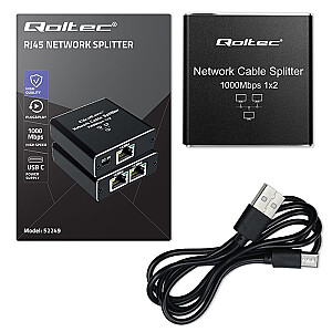 Rozdzielacz Splitter mini SWITCH 1x2 port RJ45 | 1000Mbps | USB-C| Aluminium 