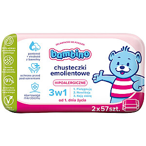 BAMBINO Смягчающие салфетки 3в1 2х57 шт.