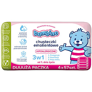 BAMBINO Смягчающие салфетки 3в1 4х57 шт.