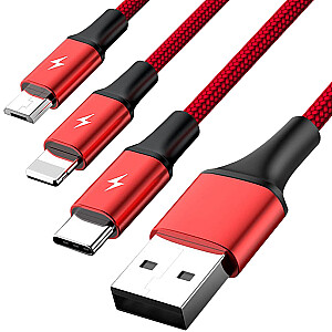 Unitek micro USB/Lightning/USB-C 1.2m czerwony