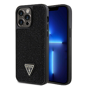 Guess Rhinestones Triangle Metal Logo Case for iPhone 15 Pro Max Black