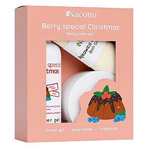 NACOMI SET Body Care Cranberry & Berries żel pod prysznic 300ml + masło do ciała 100ml + rękawica do kąpieli