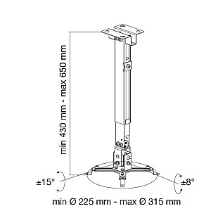 Uchwyt ścienno-sufitowy do projektora 43-65cm, 20kg