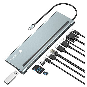 USB-C — HDMI/DP/VGA/USB-A/RJ45/SD/USB-C Док-станция для ноутбука PD 