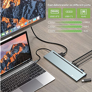 USB-C — HDMI/DP/VGA/USB-A/RJ45/SD/USB-C Док-станция для ноутбука PD 