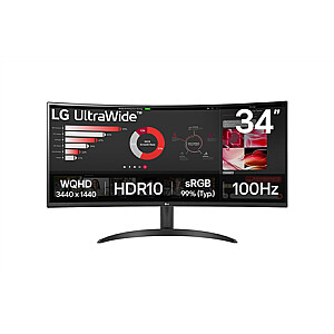 LG 34WR50QK-B.AEU Curved UltraWide Monitor 34"/21:9, 3440x1440, HDMI, DisplayPort USB