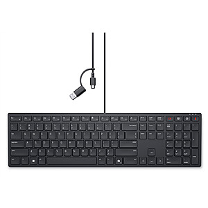 Dell | Bendradarbiavimo klaviatūra | KB525C | Klaviatūra | Laidinis | Estų (QWERTY) | Juoda | USB-C