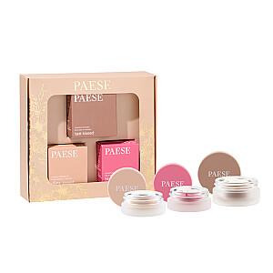 PAESE SET Contouring kremowy róż 03 + rozświetlacz w kremie 01 + bronzer w kremie 01