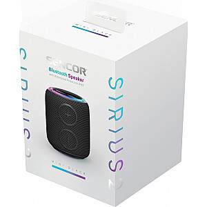 Bluetooth-колонка SIRIUS 2 MINI черная, мощность 16 Вт, светодиодная, TWS 