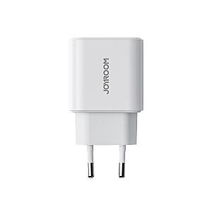 Joyroom JR-TCF05 20W USB-C | USB-A greitas dviejų prievadų sieninis įkroviklis - baltas + USB-C - žaibas 1 m