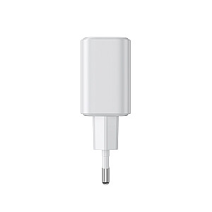 Joyroom JR-TCF05 20W USB-C | USB-A greitas dviejų prievadų sieninis įkroviklis - baltas + USB-C - žaibas 1 m