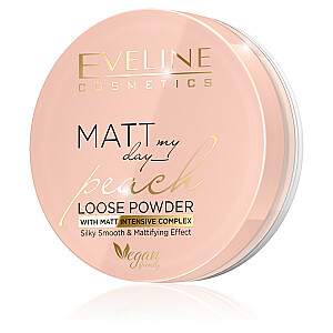 EVELINE Matt My Day Peach Loose Powder Silky Smooth &amp; Matttifing, разглаживающая и матирующая рассыпчатая пудра для лица, 6 г