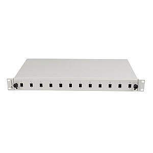 Przełącznica światłowodowa 12XSC simplex/12XLC duplex rack 19 1U szara + akcesoria