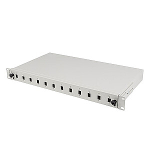 Przełącznica światłowodowa 12XSC simplex/12XLC duplex rack 19 1U szara + akcesoria