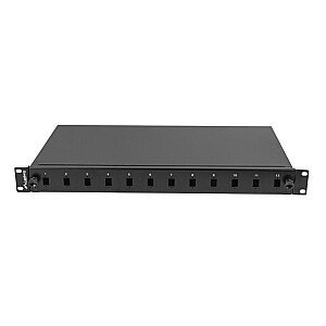 Przełącznica światłowodowa 12XSC simplex/12XLC duplex rack 19 1U czarna + akcesoria